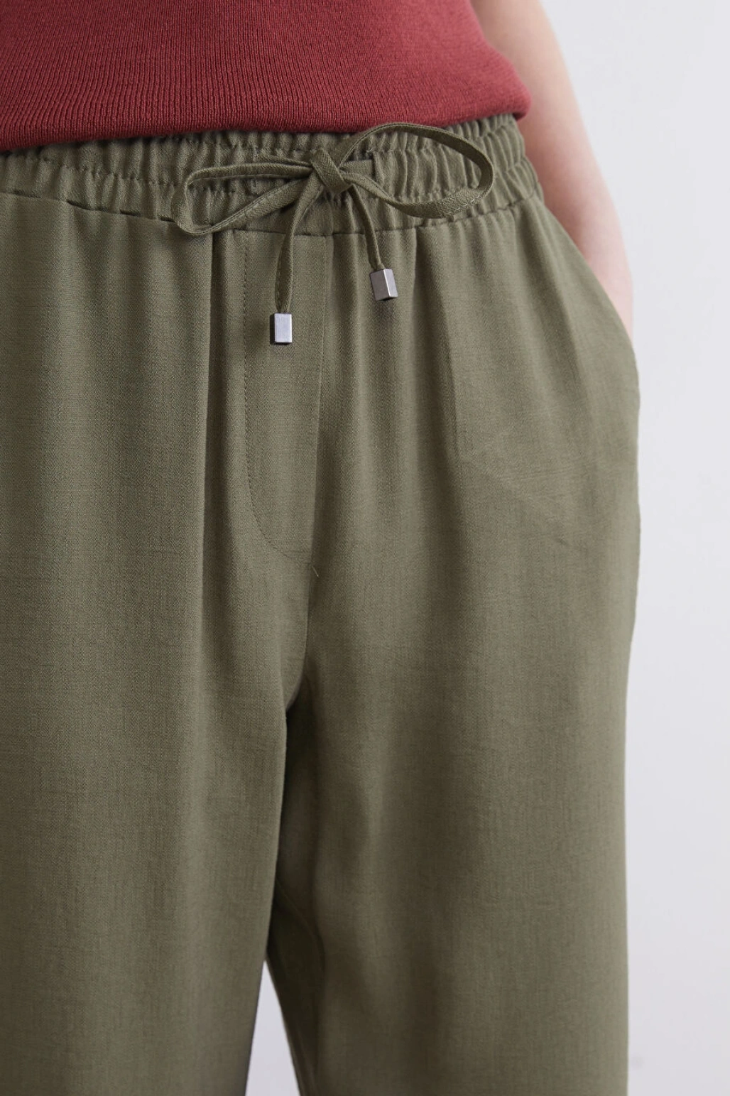 LCWAIKIKI Classic Haki Beli Lastikli Kadın Pantolon