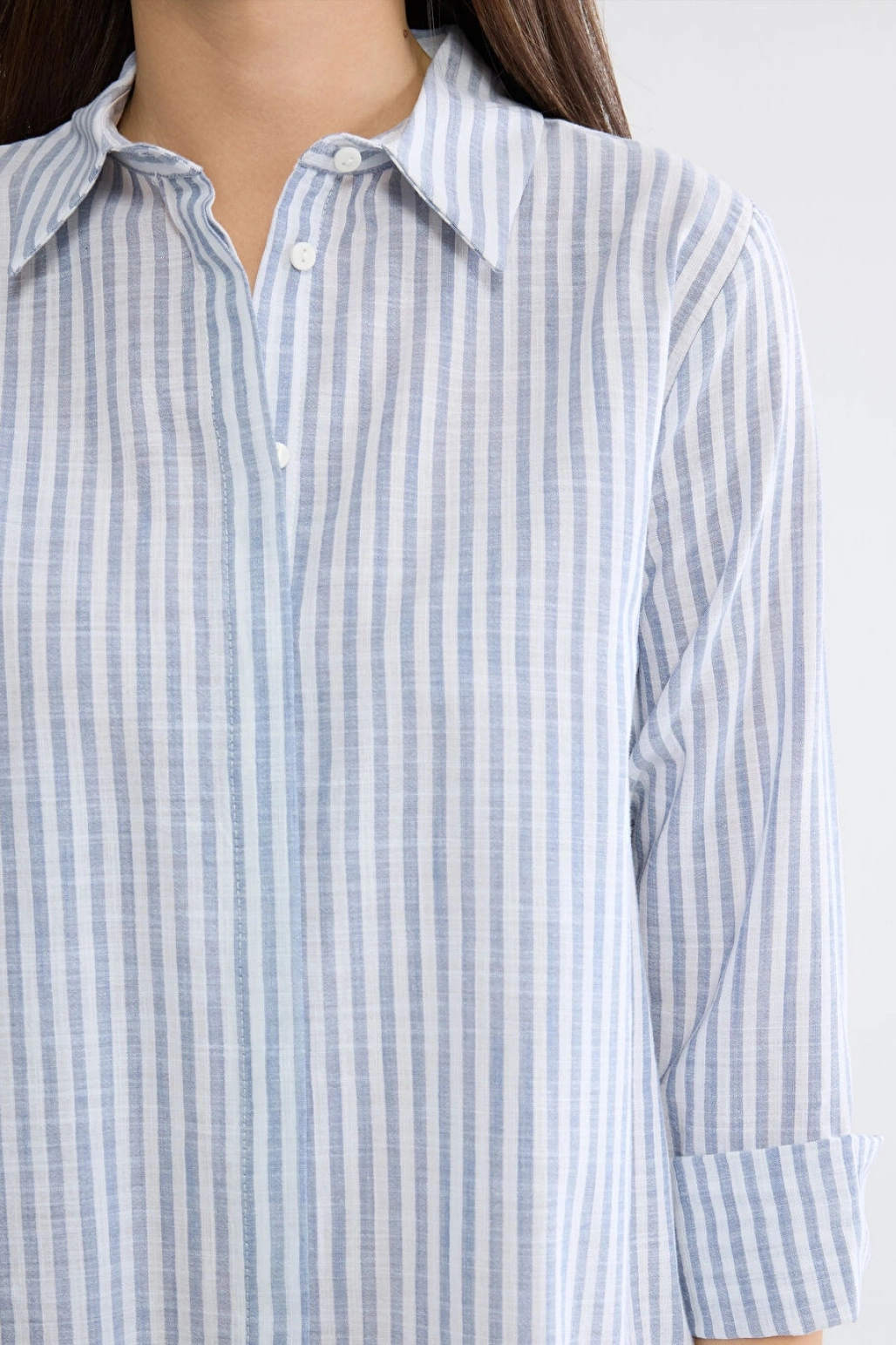 LCWAIKIKI Classic Mavi Çizgili Kadın Gömlek Tunik
