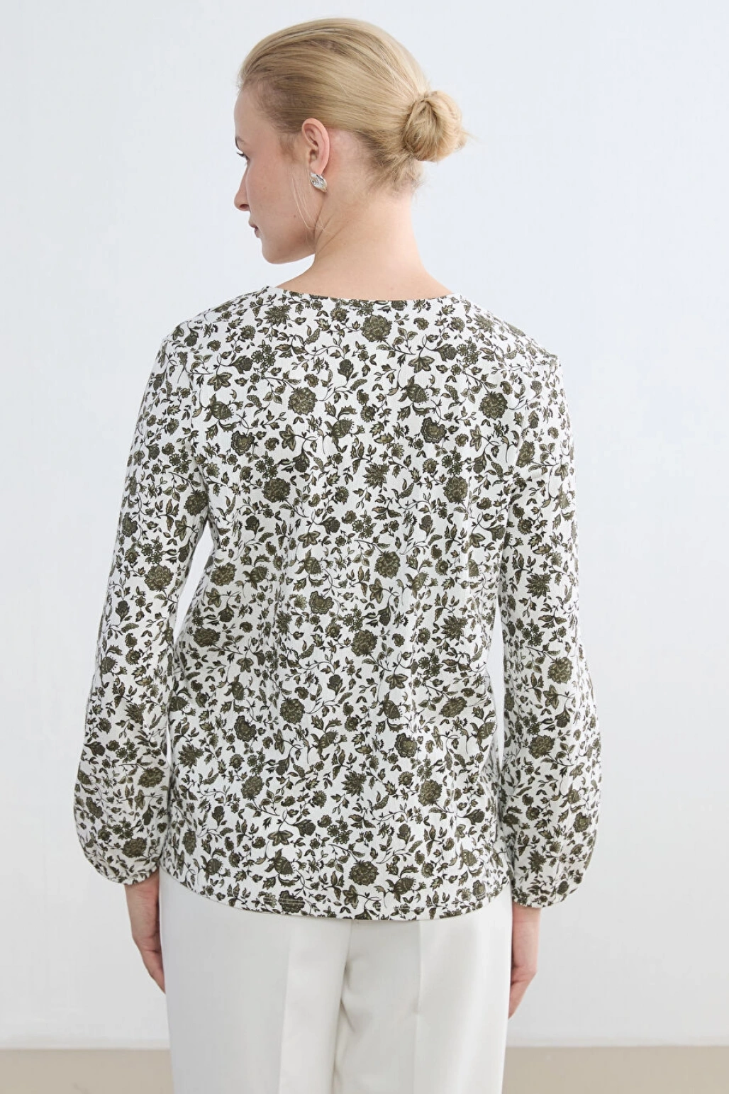 LCW Grace Yeşil Bağlamalı Yaka Çiçekli Bluz