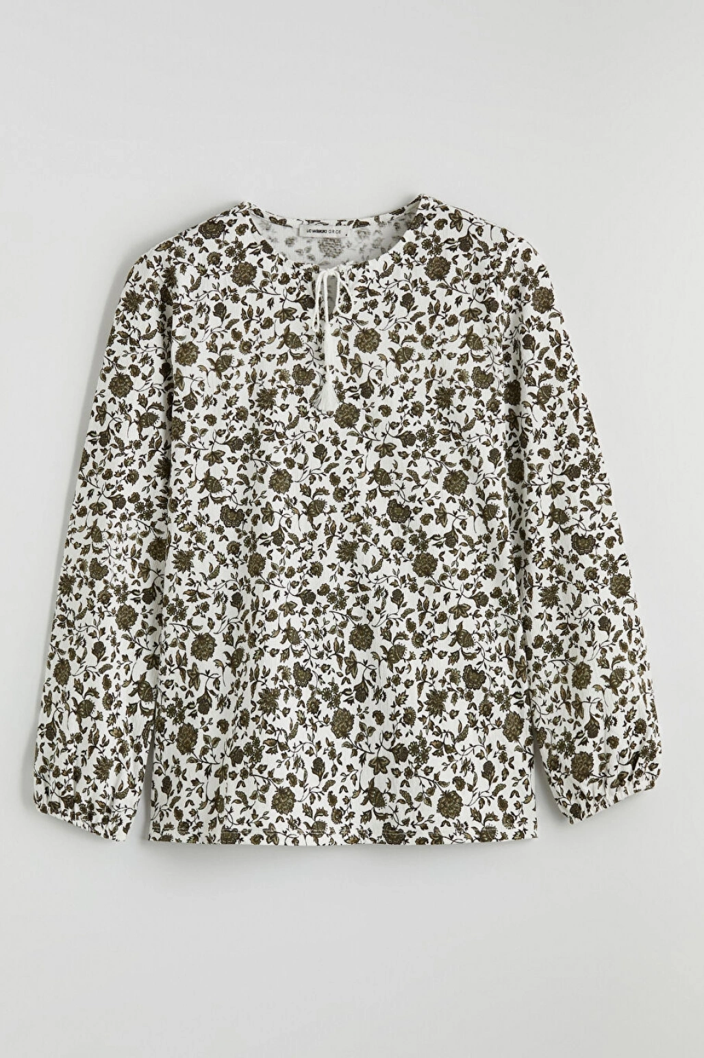 LCW Grace Yeşil Bağlamalı Yaka Çiçekli Bluz