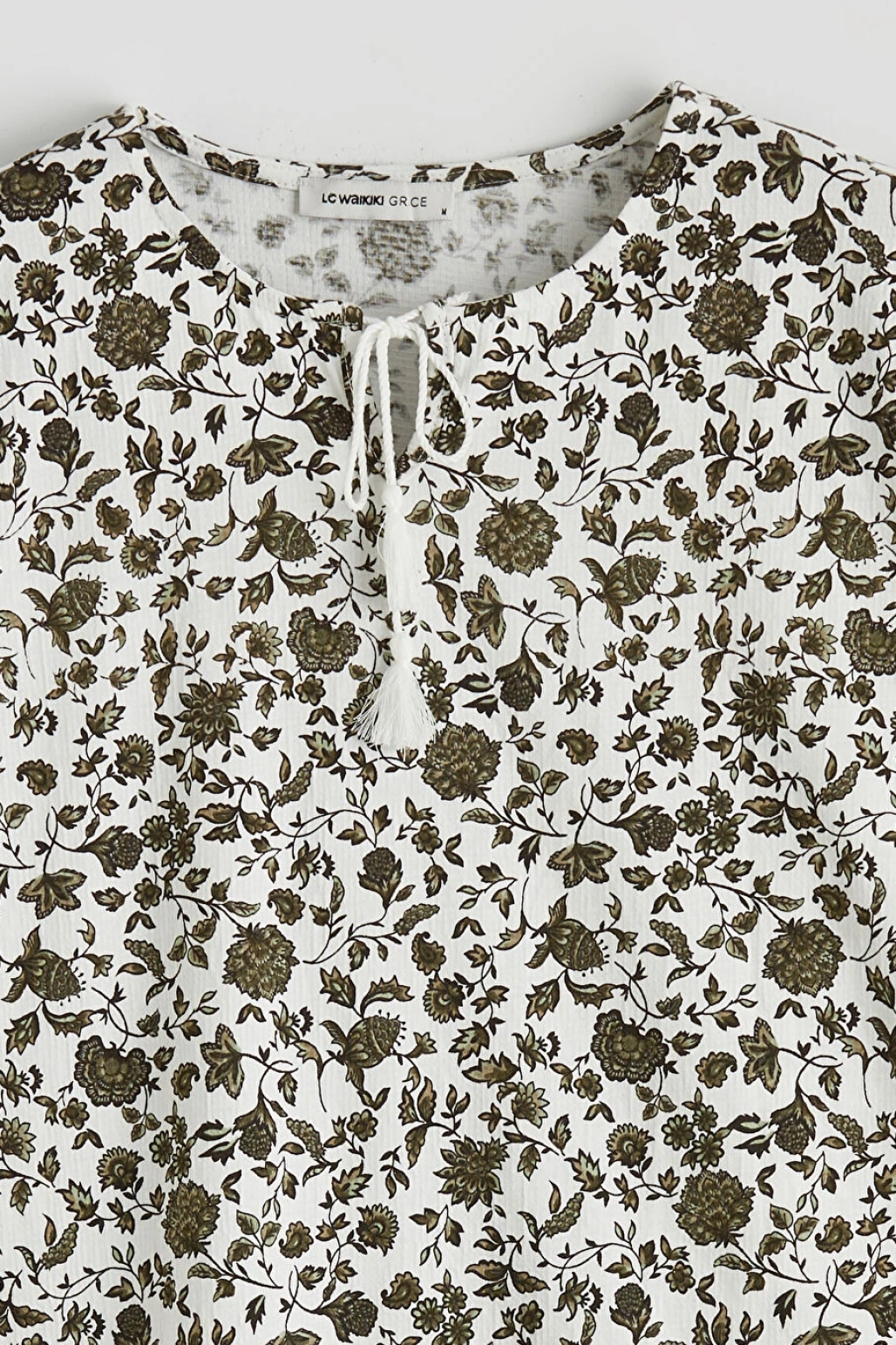 LCW Grace Yeşil Bağlamalı Yaka Çiçekli Bluz