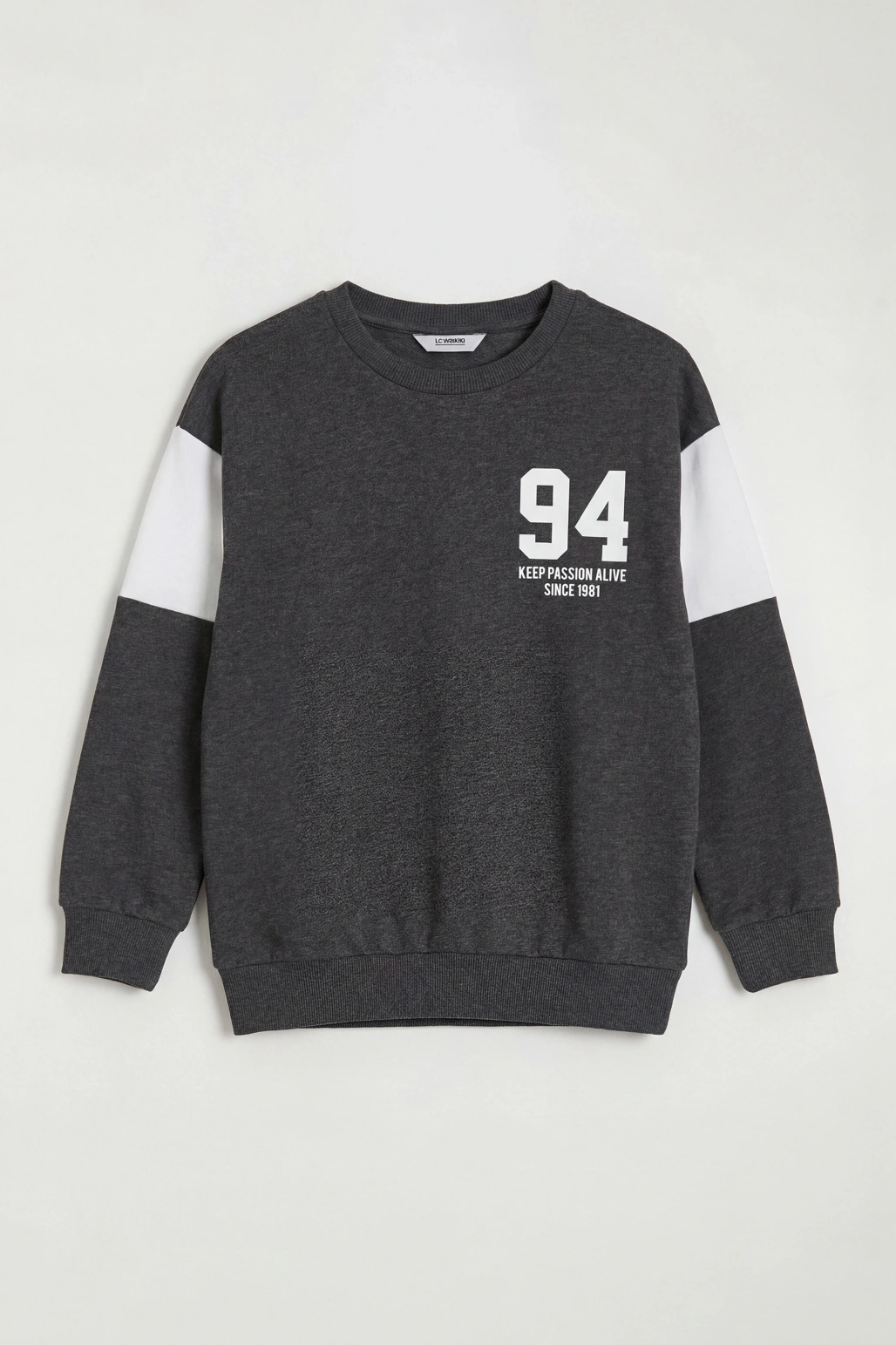 LCW Kids Antrasit Bisiklet Yaka Baskılı Erkek Çocuk Eşofman Takımı