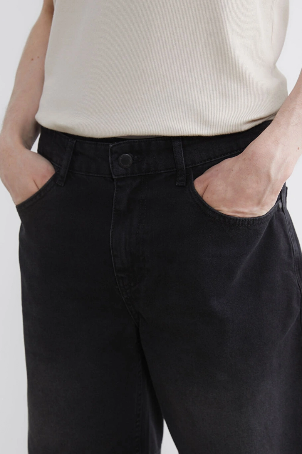 XSIDE Siyah Loose Fit Erkek Jean Şort