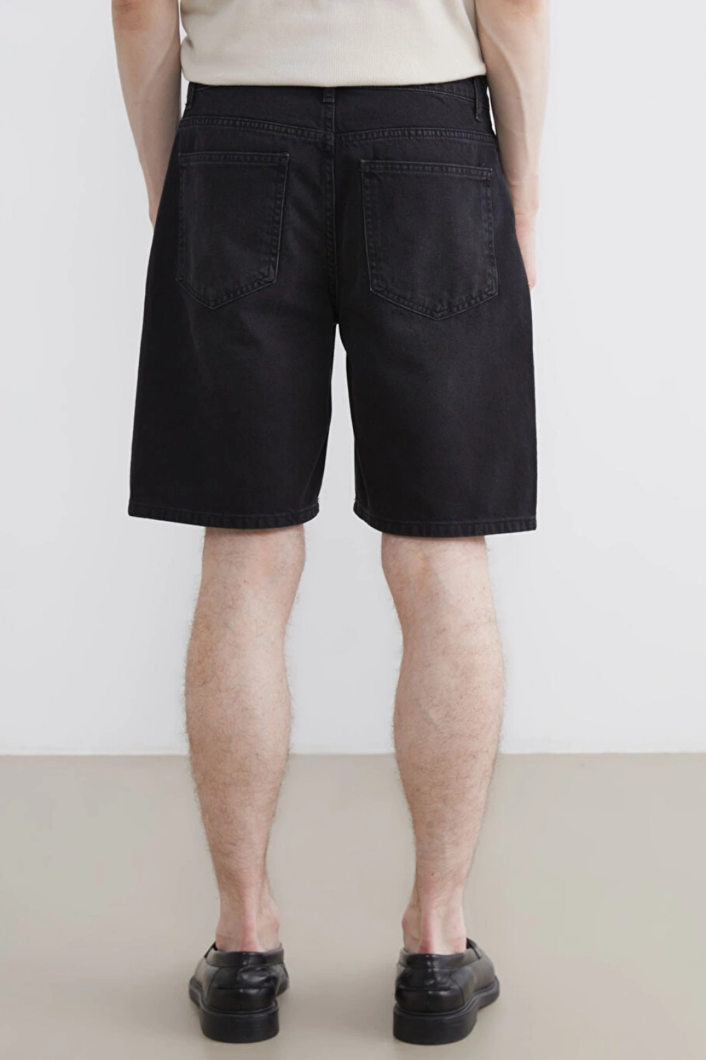 XSIDE Siyah Loose Fit Erkek Jean Şort