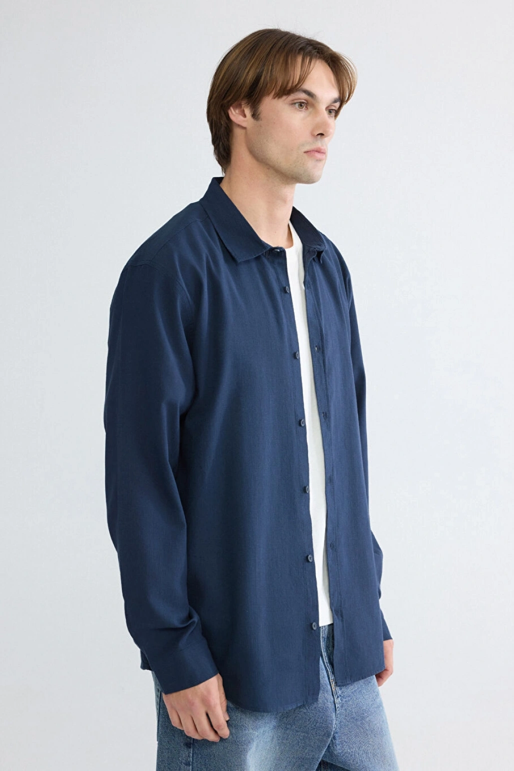 XSIDE Lacivert Regular Fit Poplin Erkek Gömlek