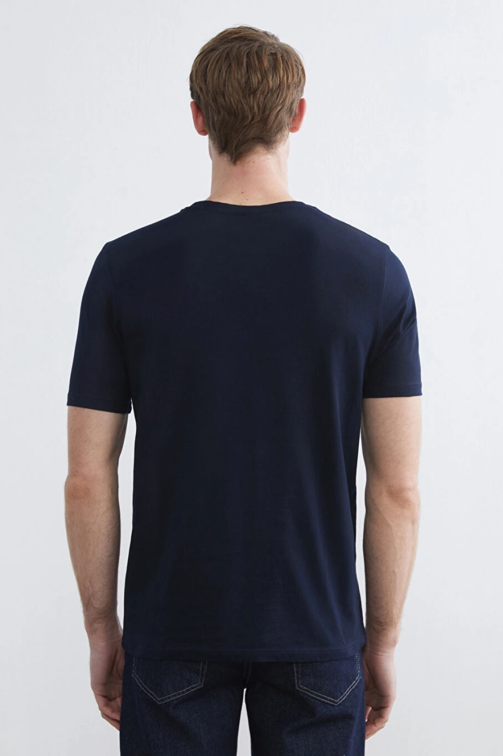 CWAIKIKI Classic Lacivert Bisiklet Yaka Baskılı Penye Erkek Tişör