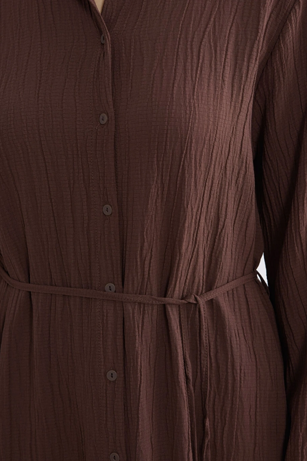 LCWAIKIKI Classic Kahverengi Dokulu Oversize Kadın Gömlek Tunik