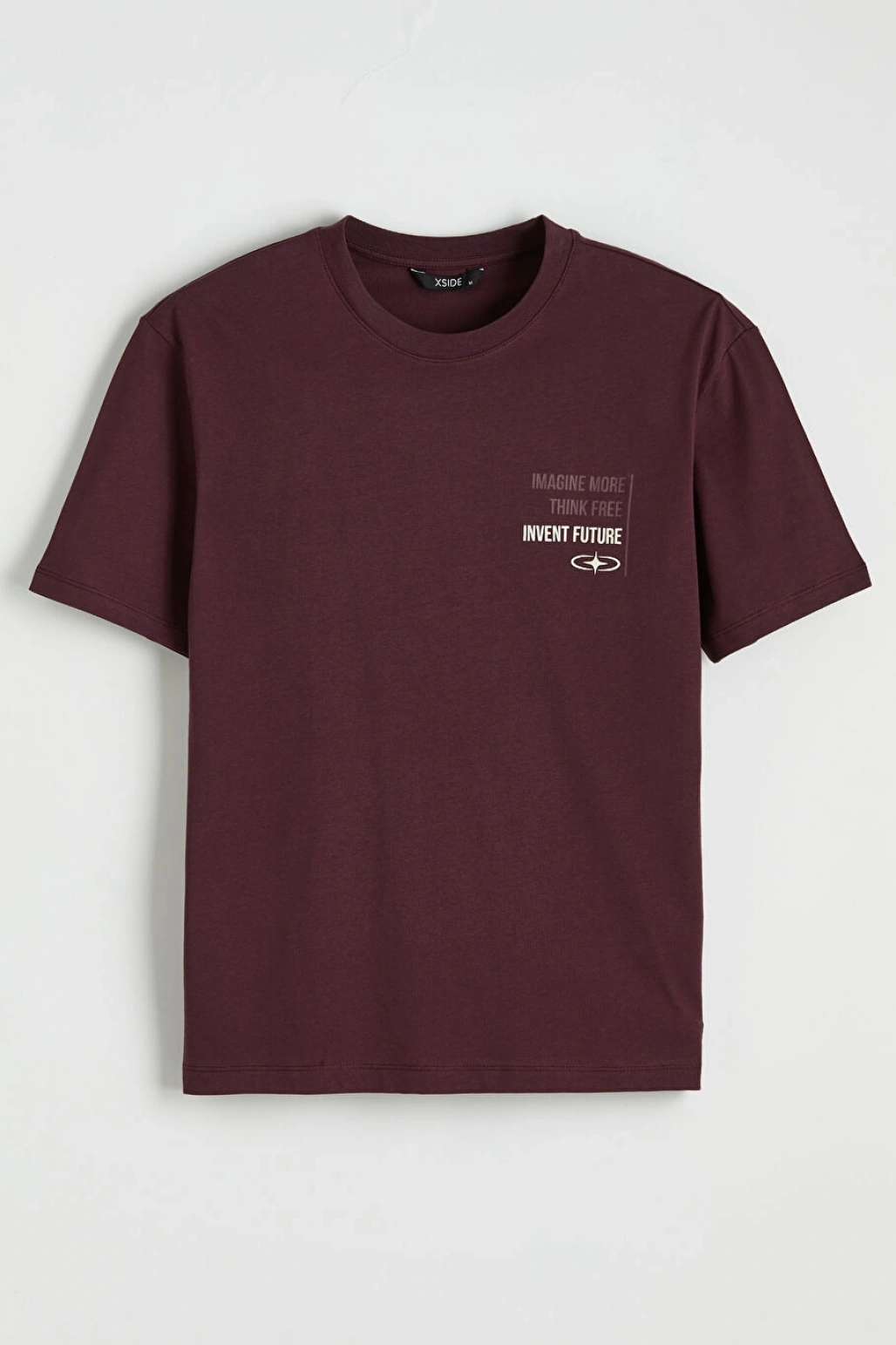 XSIDE Mürdüm Bisiklet Yaka Baskılı Penye Erkek Tişört