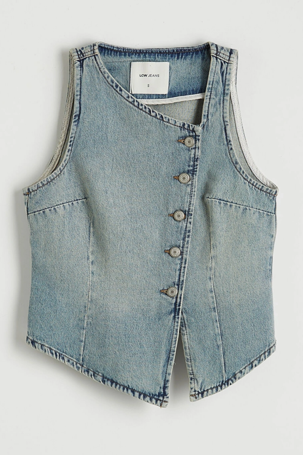 LCW Vision Indigo Kayık Yaka Kadın Jean Yelek