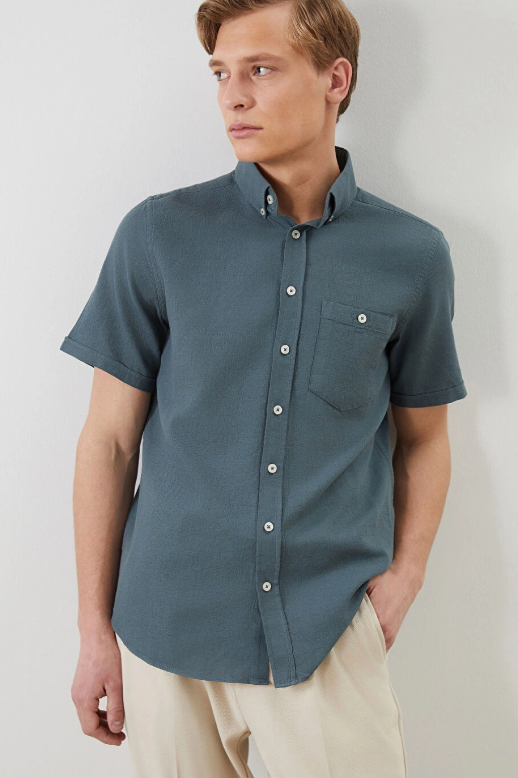 LCWAIKIKI Classic Yeşil Regular Fit Poplin Erkek Gömlek