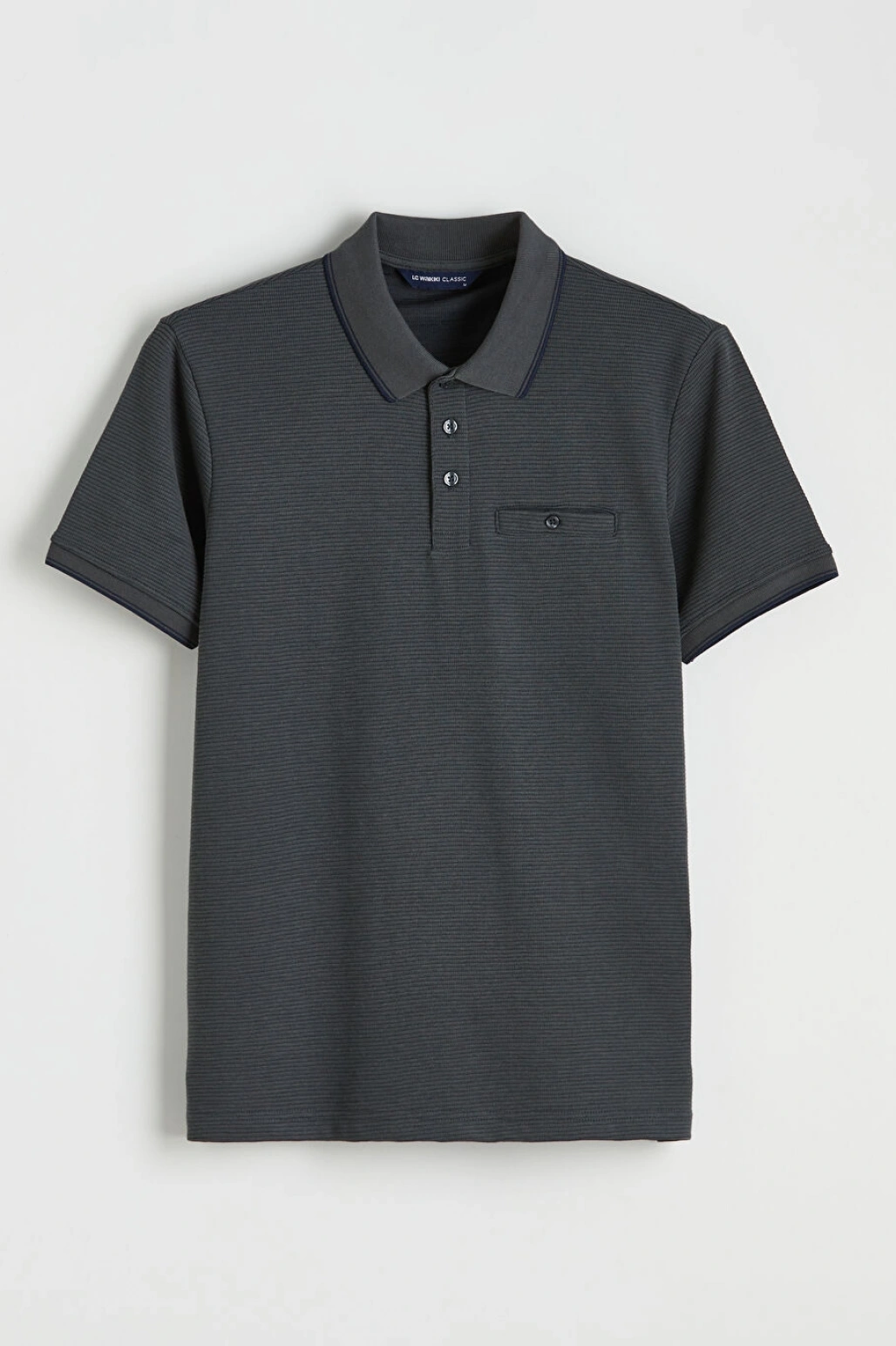 LCWAIKIKI Classic Antrasit Polo Yaka Erkek Dokulu Tişört