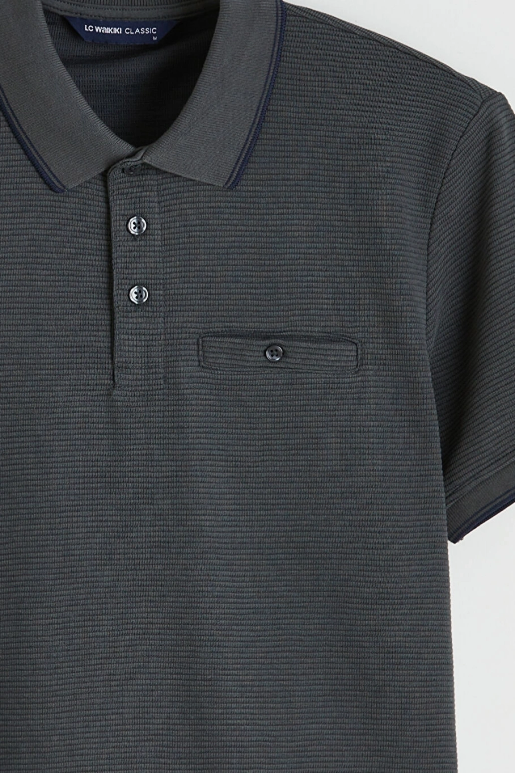 LCWAIKIKI Classic Antrasit Polo Yaka Erkek Dokulu Tişört