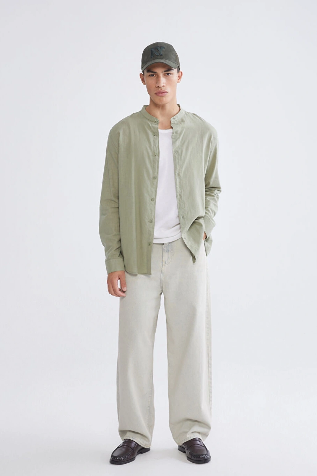 XSIDE Haki Regular Fit Poplin Erkek Gömlek