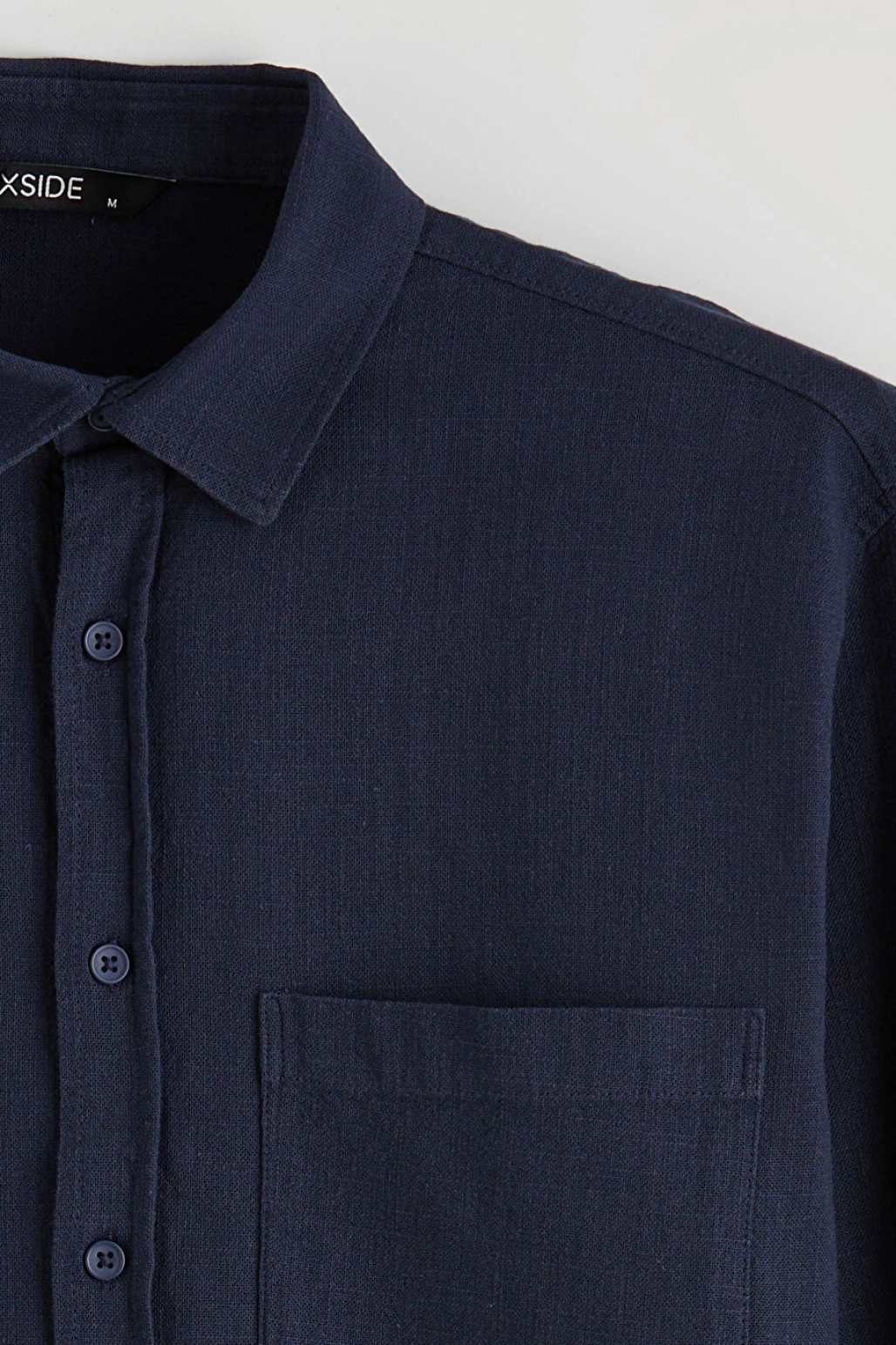 XSIDE Lacivert Regular Fit Erkek Keten Görünümlü Gömlek