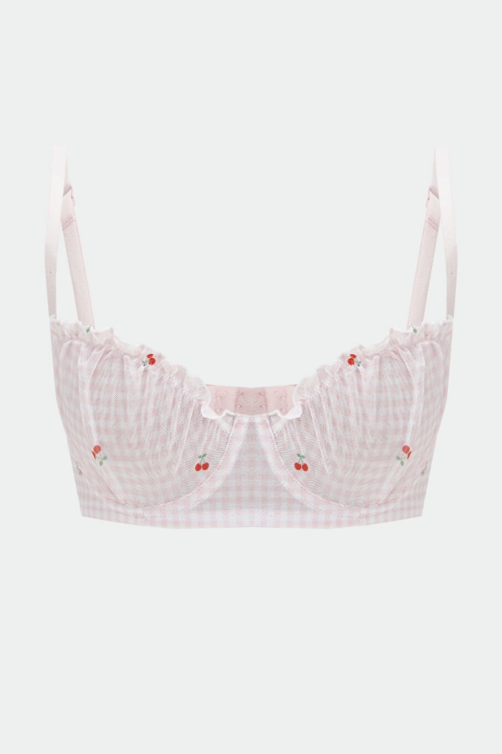 LCW Young Pembe Balenli Dolgusuz Kiraz Nakışlı Damla Sütyen
