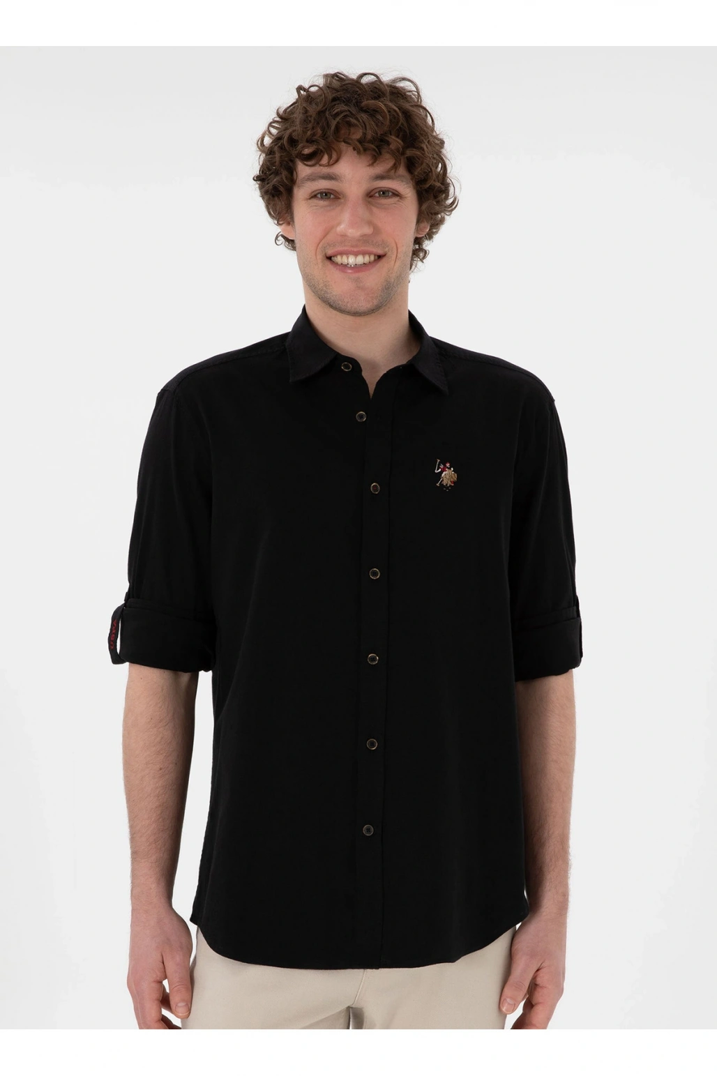 U.S. Polo Assn. U.S. Polo Assn. Comfort Fit Gömlek Yaka Siyah Erkek Gömlek ENZO