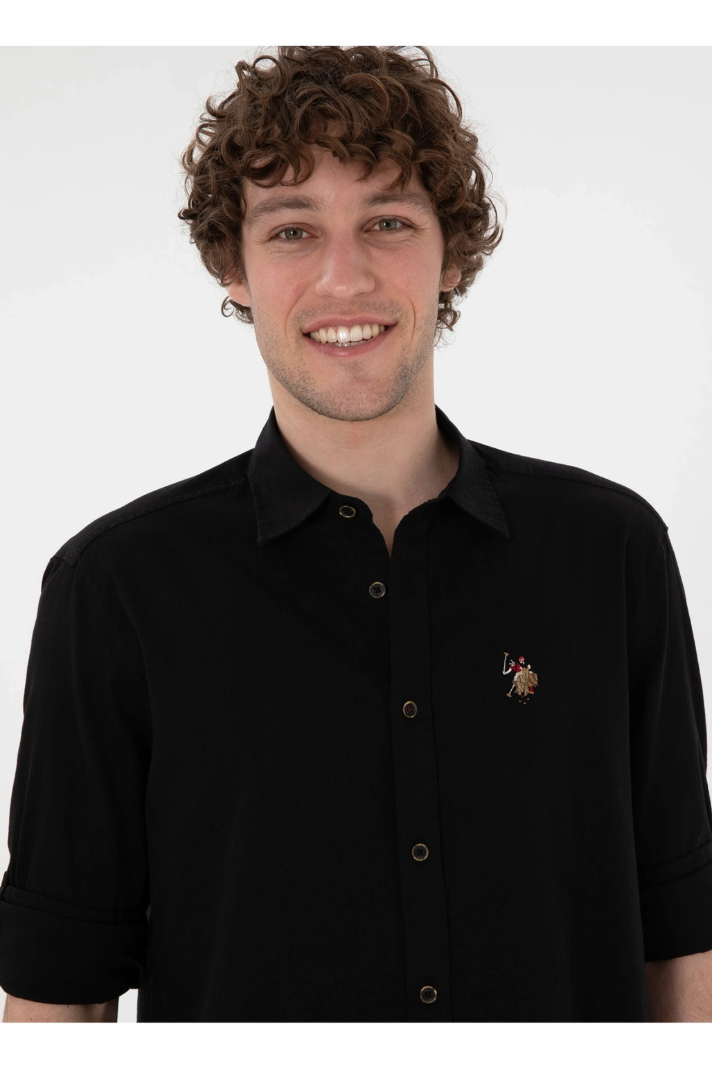 U.S. Polo Assn. U.S. Polo Assn. Comfort Fit Gömlek Yaka Siyah Erkek Gömlek ENZO