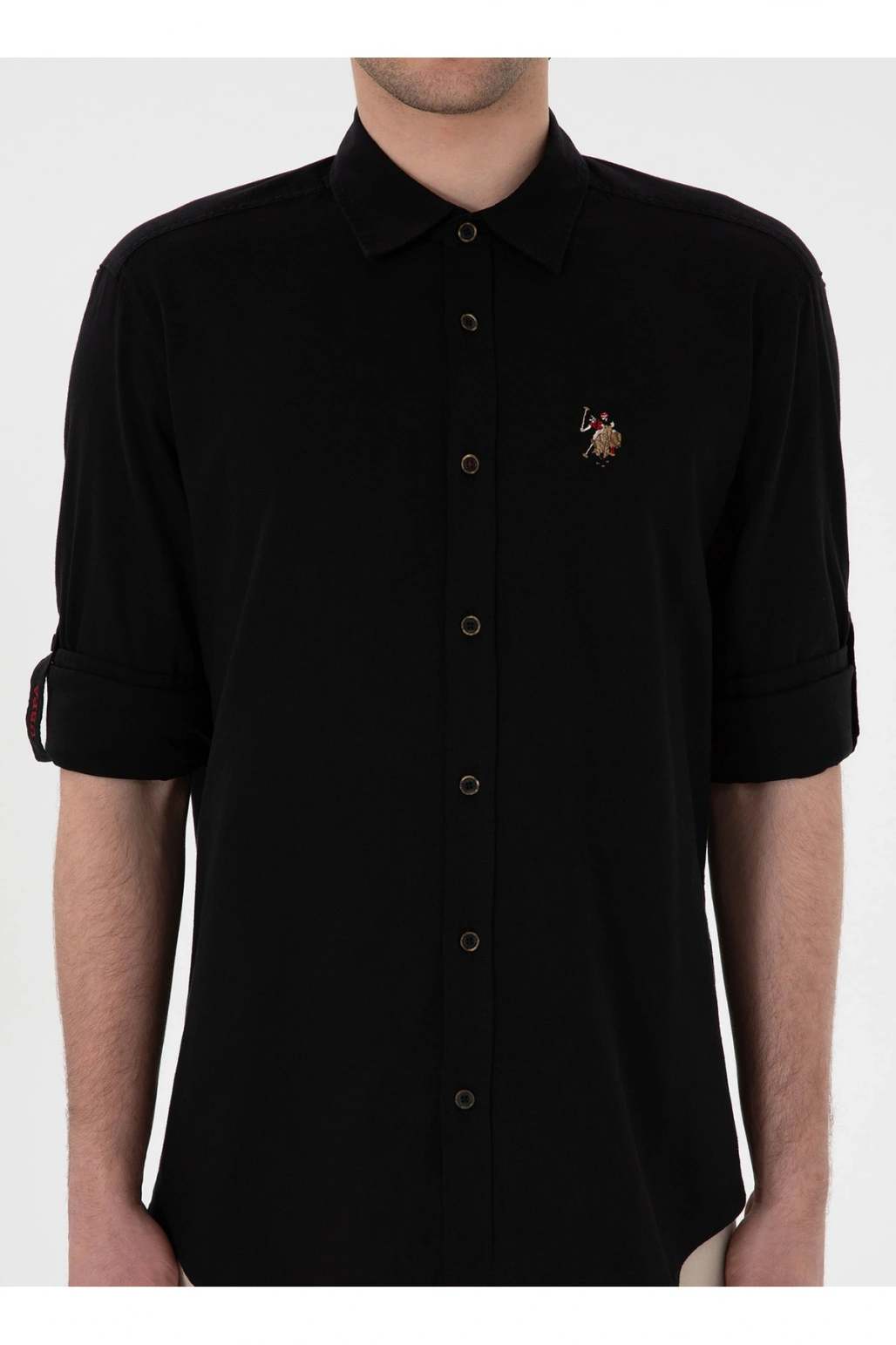 U.S. Polo Assn. U.S. Polo Assn. Comfort Fit Gömlek Yaka Siyah Erkek Gömlek ENZO