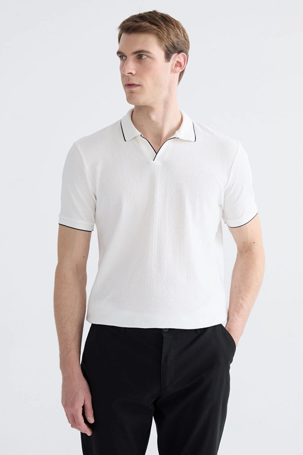 LCWAIKIKI Classic Ekru Polo Yaka Erkek Tişört