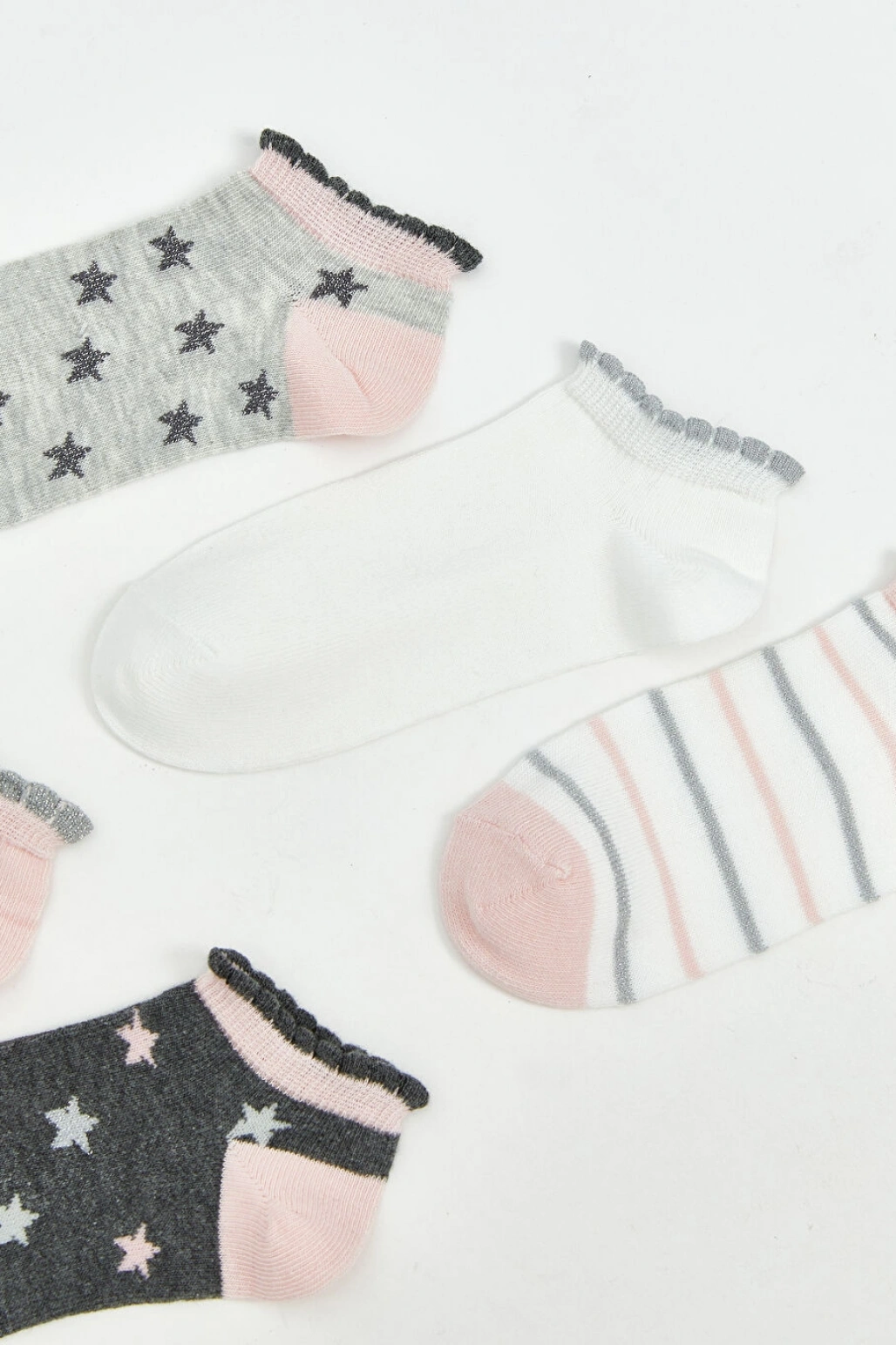 LCW Kids Gri Desenli Kız Çocuk Patik Çorap 5li