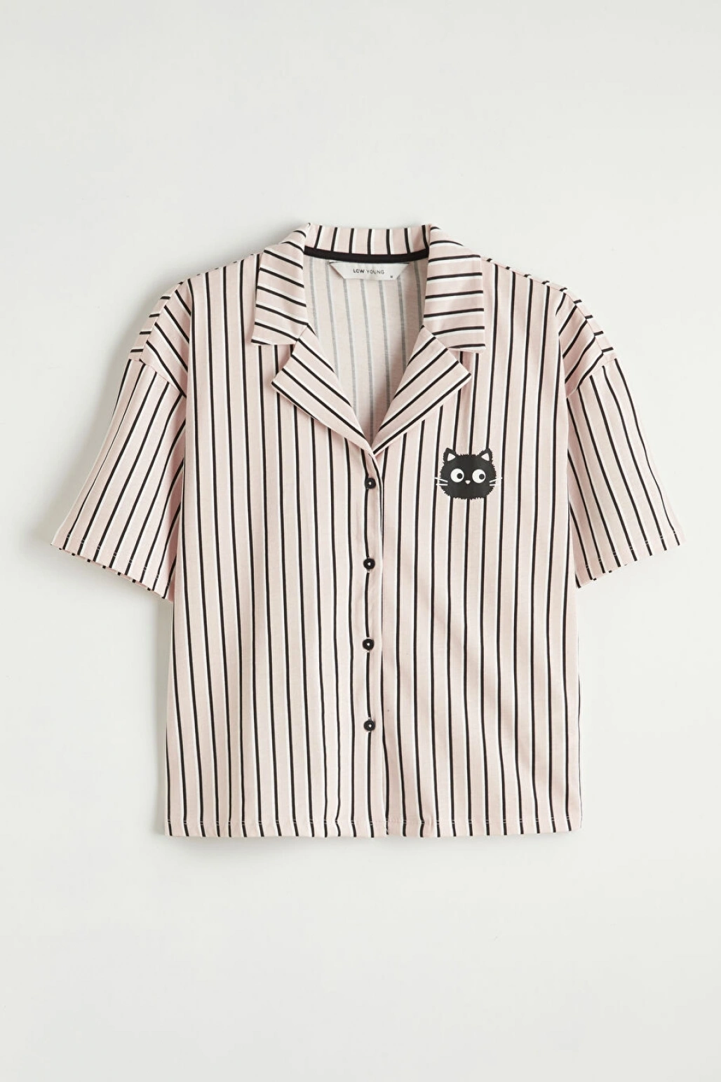 LCW Young Pembe Gömlek Yaka Çizgili Kadın Pijama Takım