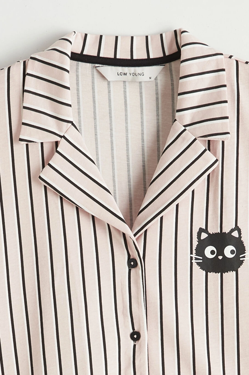 LCW Young Pembe Gömlek Yaka Çizgili Kadın Pijama Takım