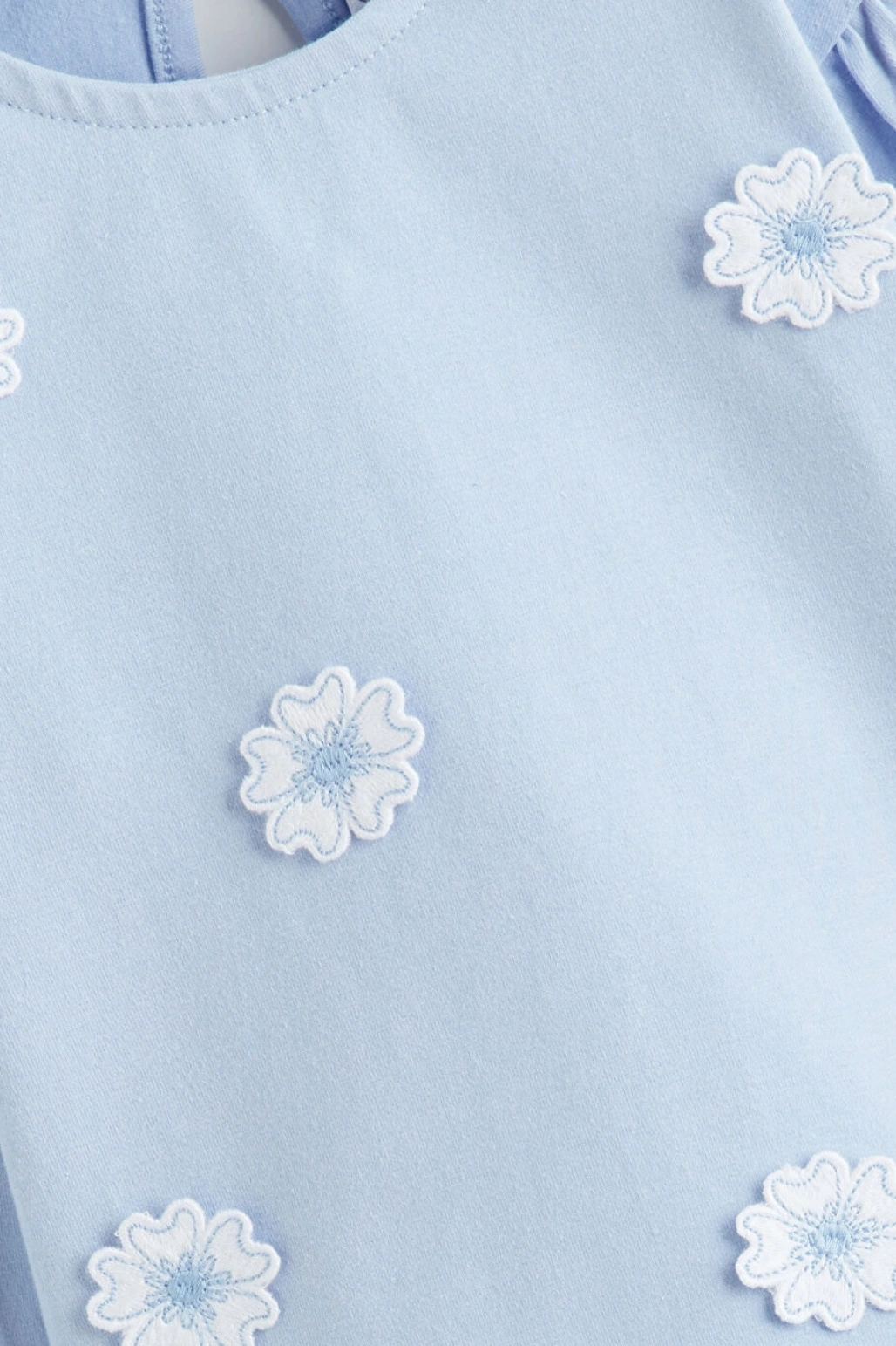 LCW baby Mavi Çiçek Nakışlı Kız Bebek Bluz Ve Tayt
