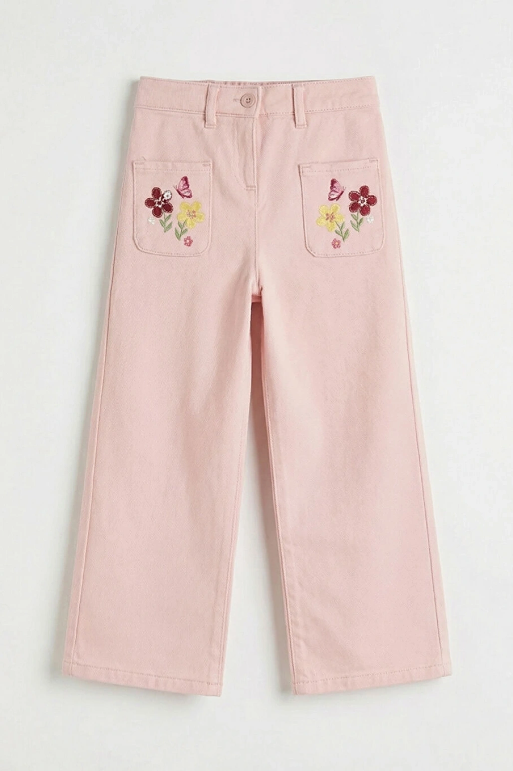 LCW Kids Pembe Beli Lastikli Çiçekli Kız Çocuk Pantolon