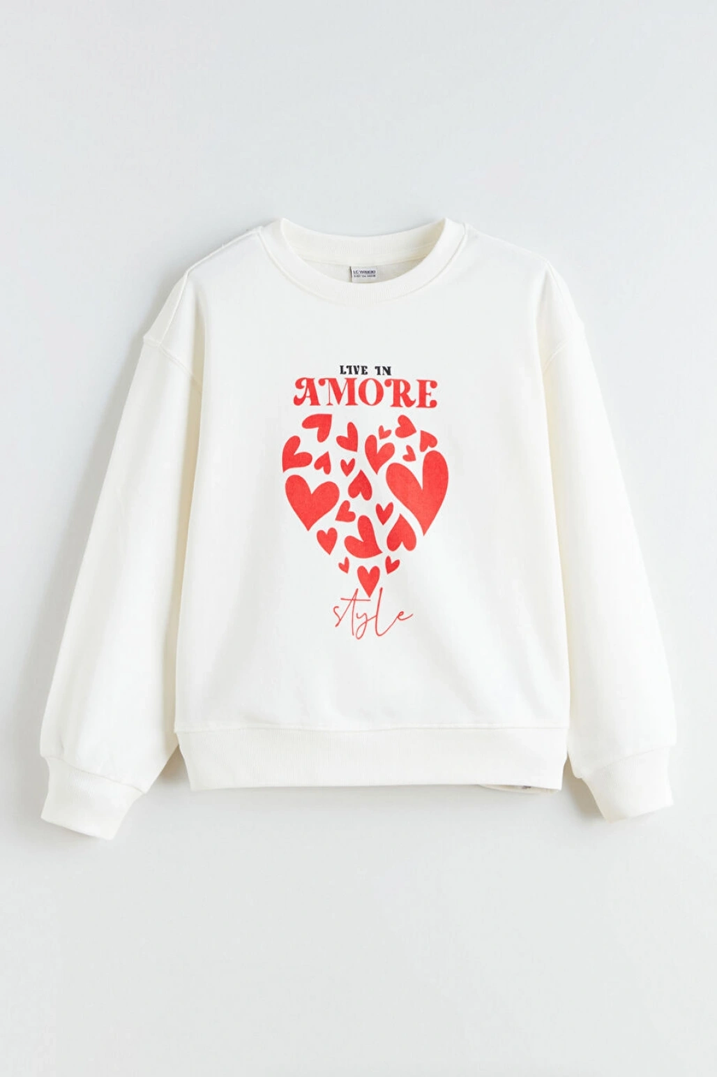 LCW Kids Ekru Baskılı Kız Çocuk Sweatshirt
