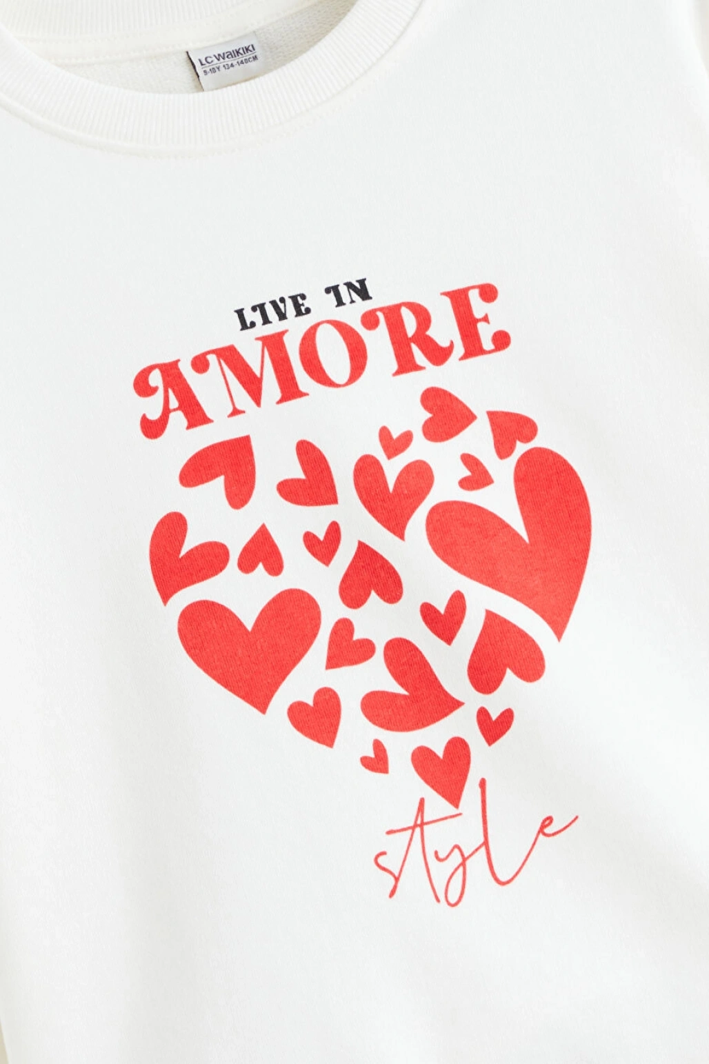 LCW Kids Ekru Baskılı Kız Çocuk Sweatshirt