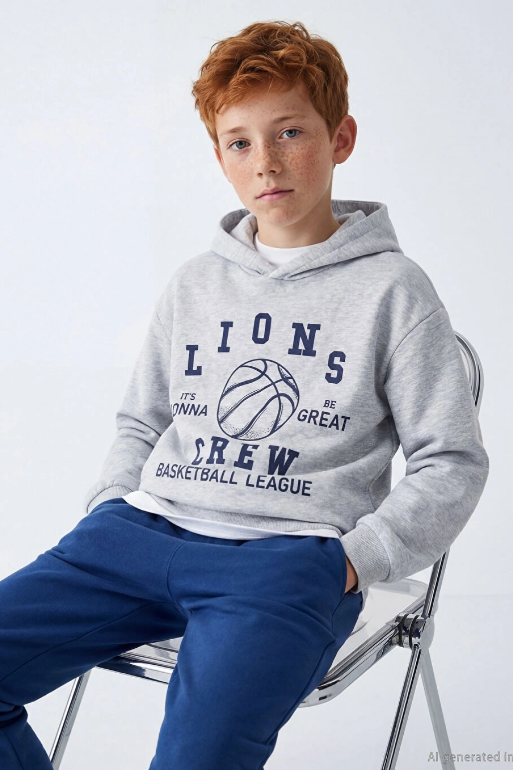 LCW Kids Gri Erkek Çocuk Kapüşonlu Baskılı Eşofman Takımı