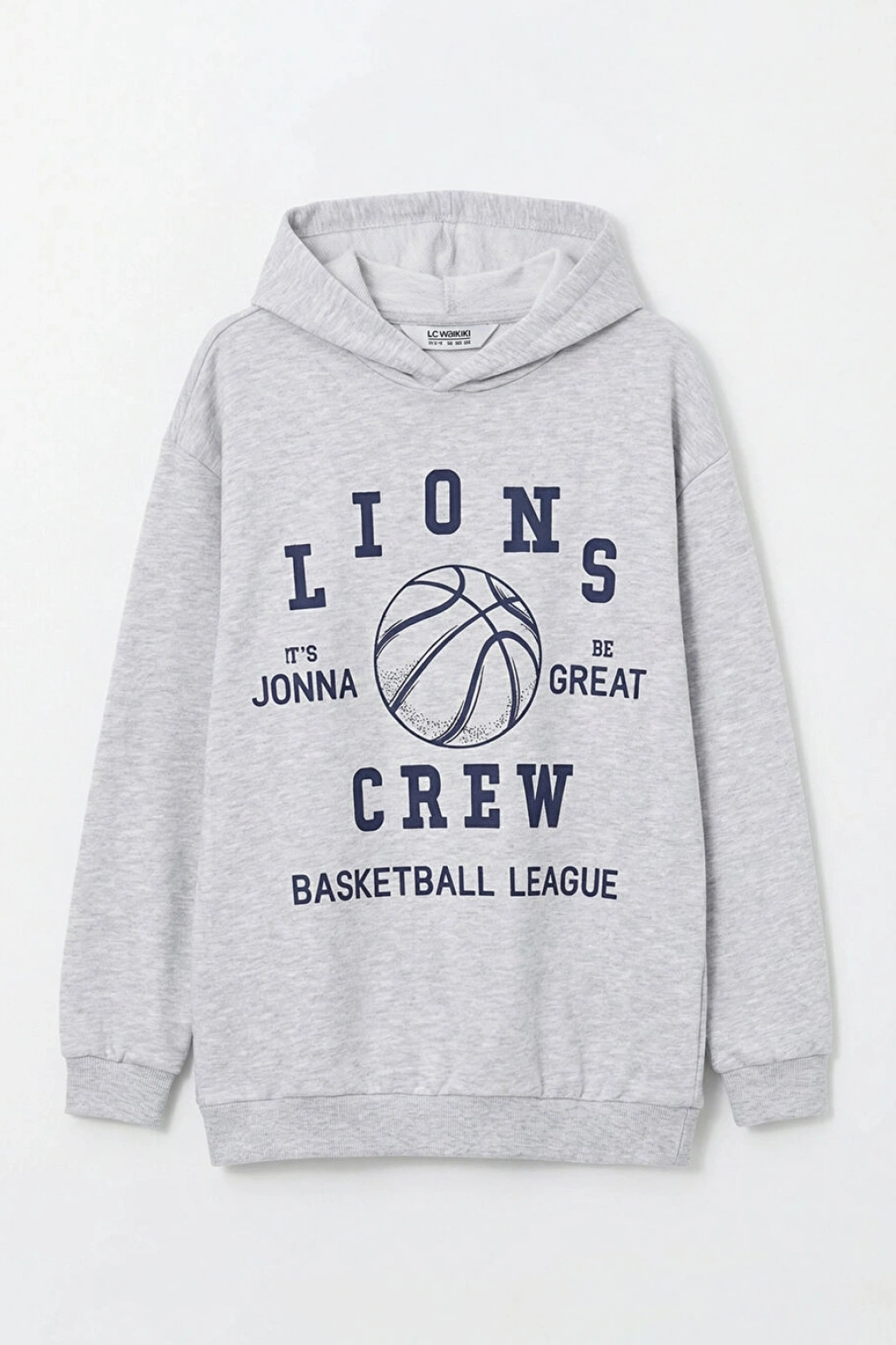 LCW Kids Gri Erkek Çocuk Kapüşonlu Baskılı Eşofman Takımı