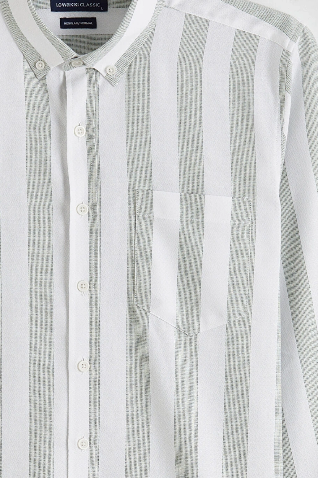 LCWAIKIKI Classic Yeşil Regular Fit Çizgili Armürlü Erkek Gömlek