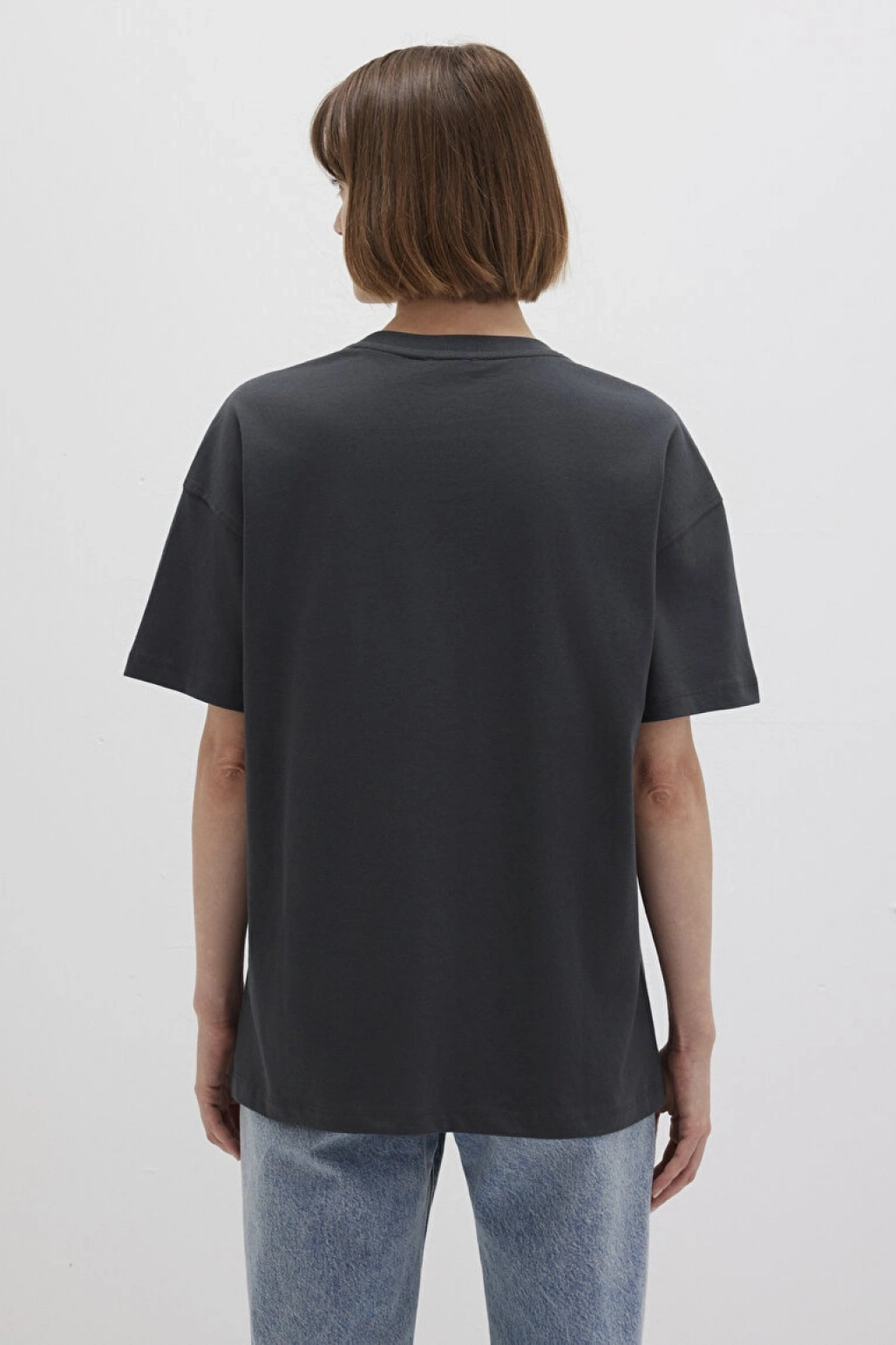 Mavi Logo Baskılı Antrasit Tişört