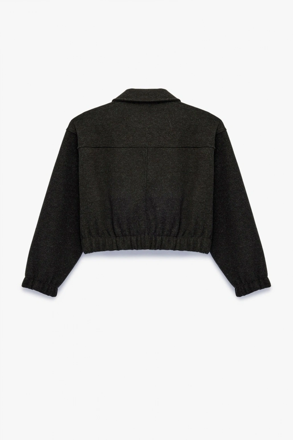 Uzun Kollu Cepli Fermuarlı Crop Bomber Ceket