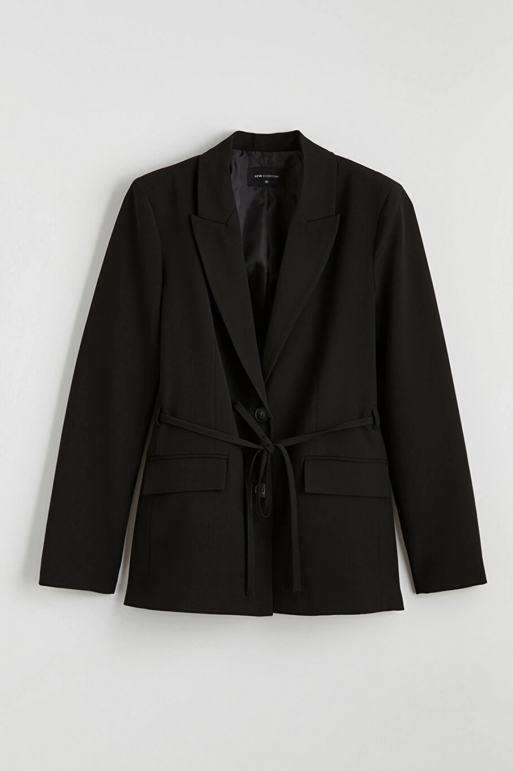 LCWAIKIKI Classic Siyah Beli Kuşaklı Kadın Blazer Ceket