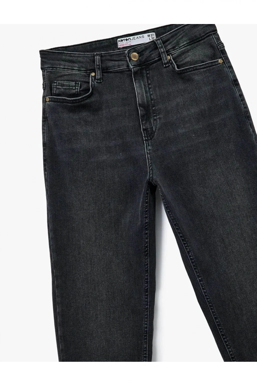 Koton Mom Slim Siyah Kadın Jean Pantolon