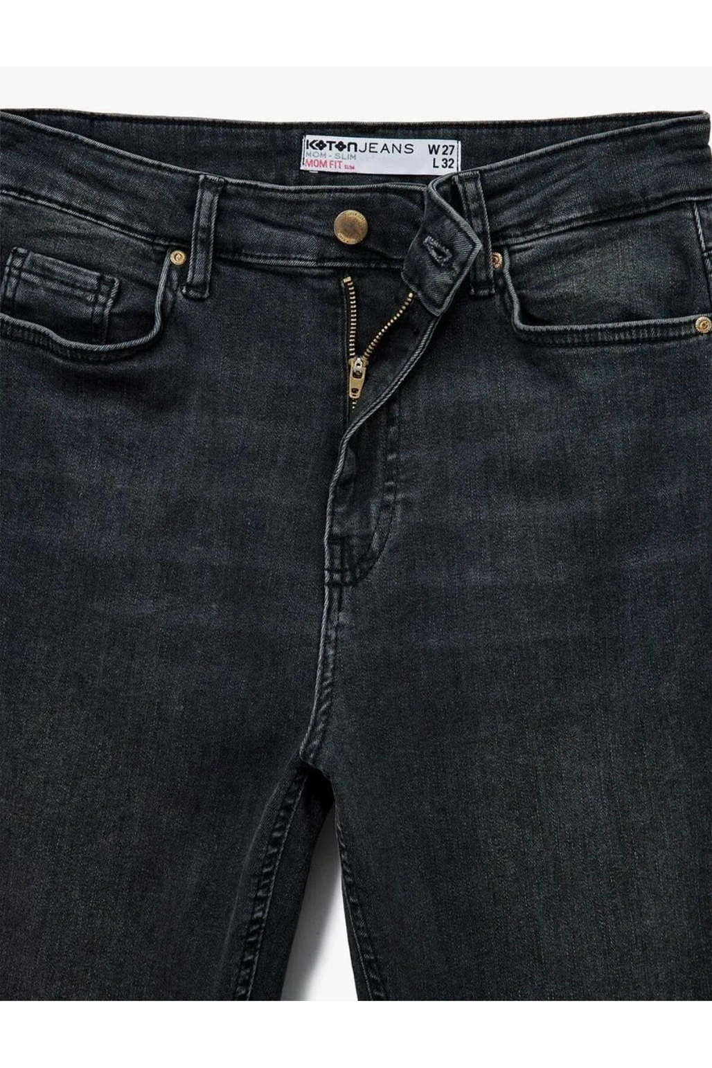 Koton Mom Slim Siyah Kadın Jean Pantolon