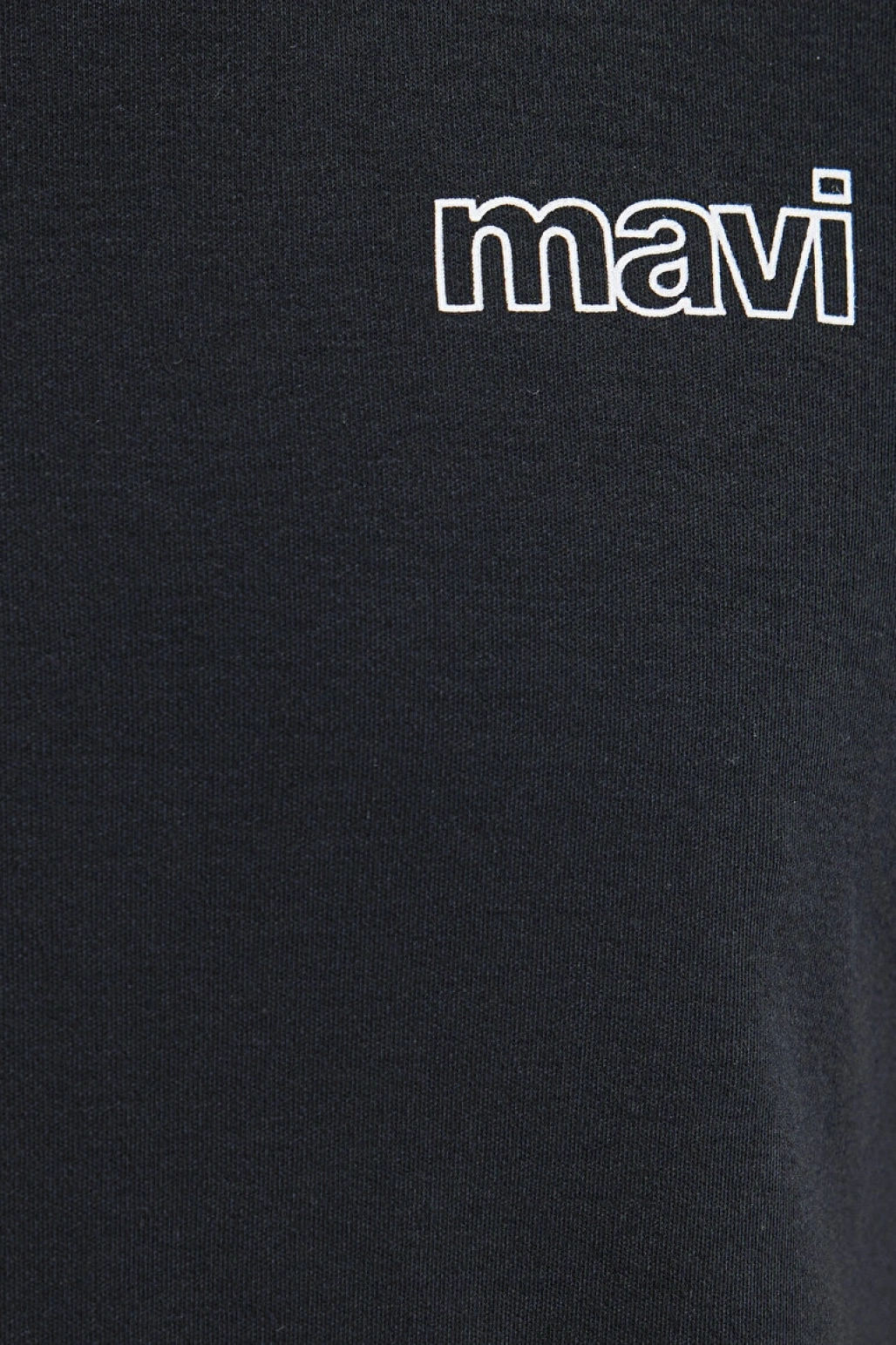 Mavi Logo Baskılı Siyah İnterlok Tişört