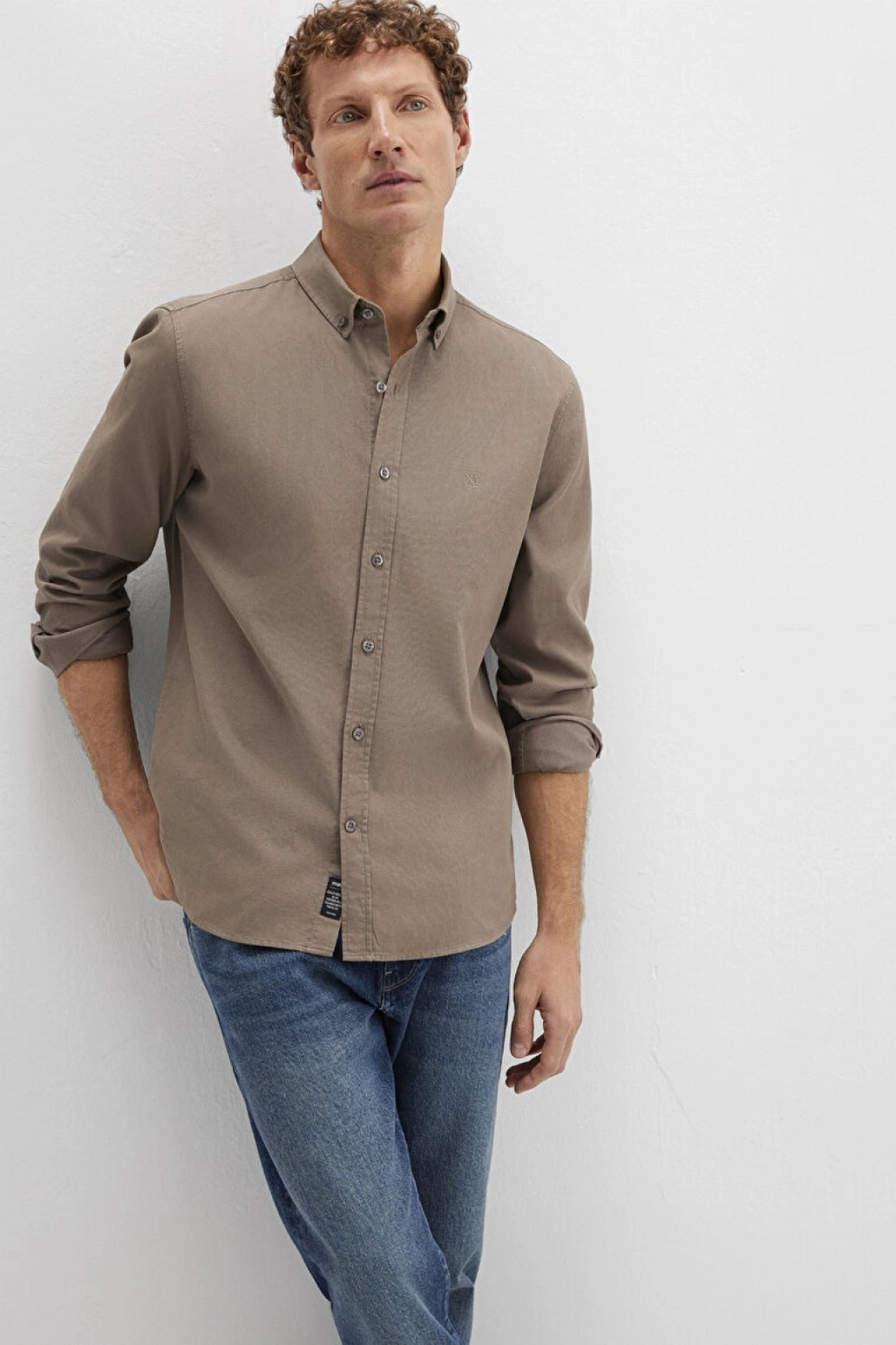 M Logo Nakışlı Kahverengi Gömlek