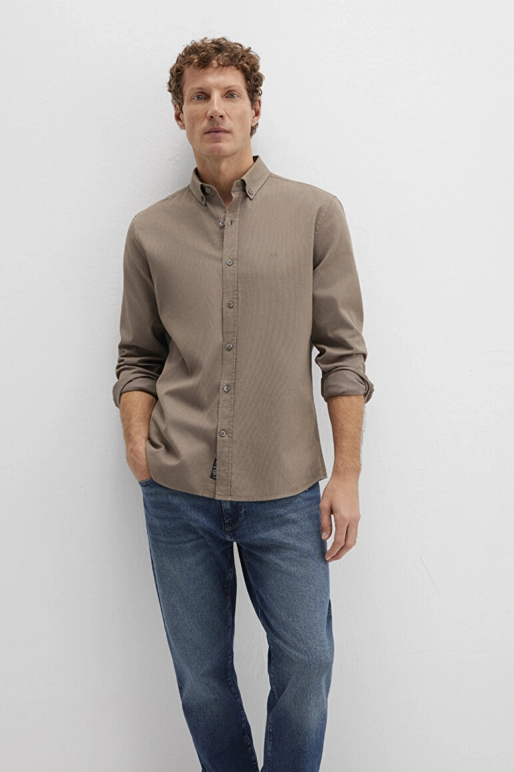 M Logo Nakışlı Kahverengi Gömlek