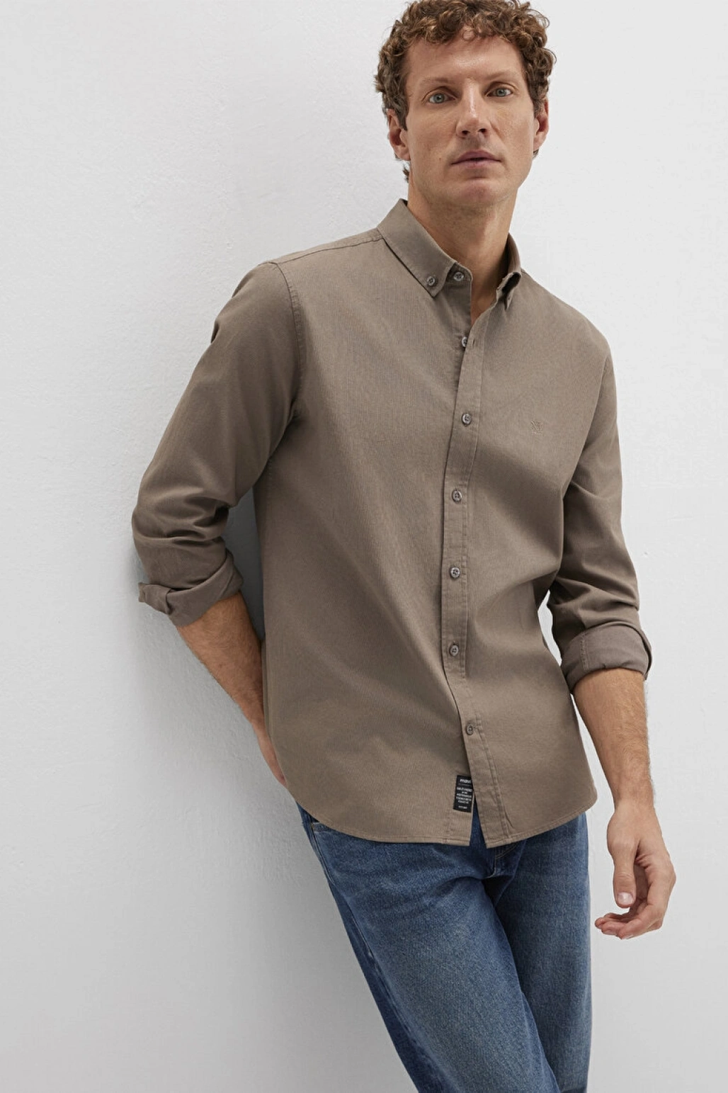 M Logo Nakışlı Kahverengi Gömlek