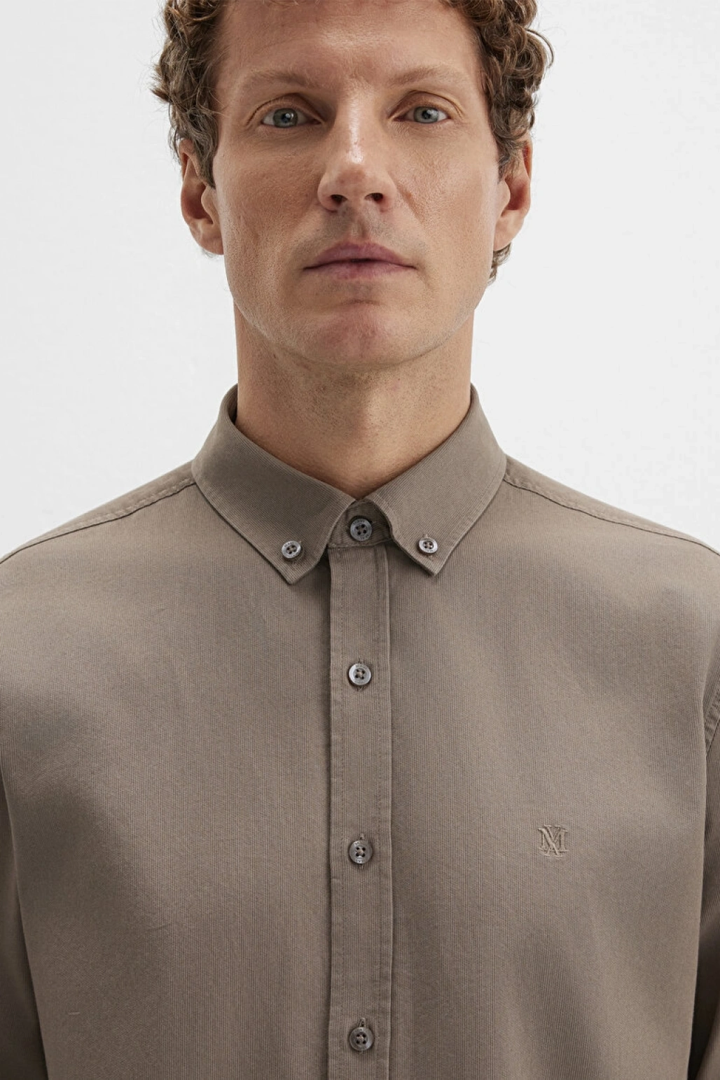 M Logo Nakışlı Kahverengi Gömlek