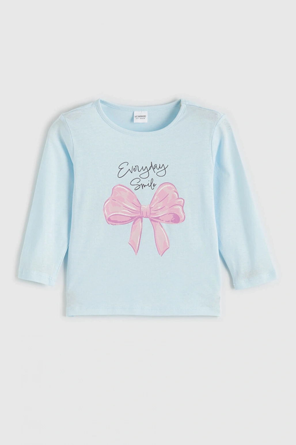 LCW Kids Mavi Kurdele Baskılı Kız Çocuk Pijama Takım