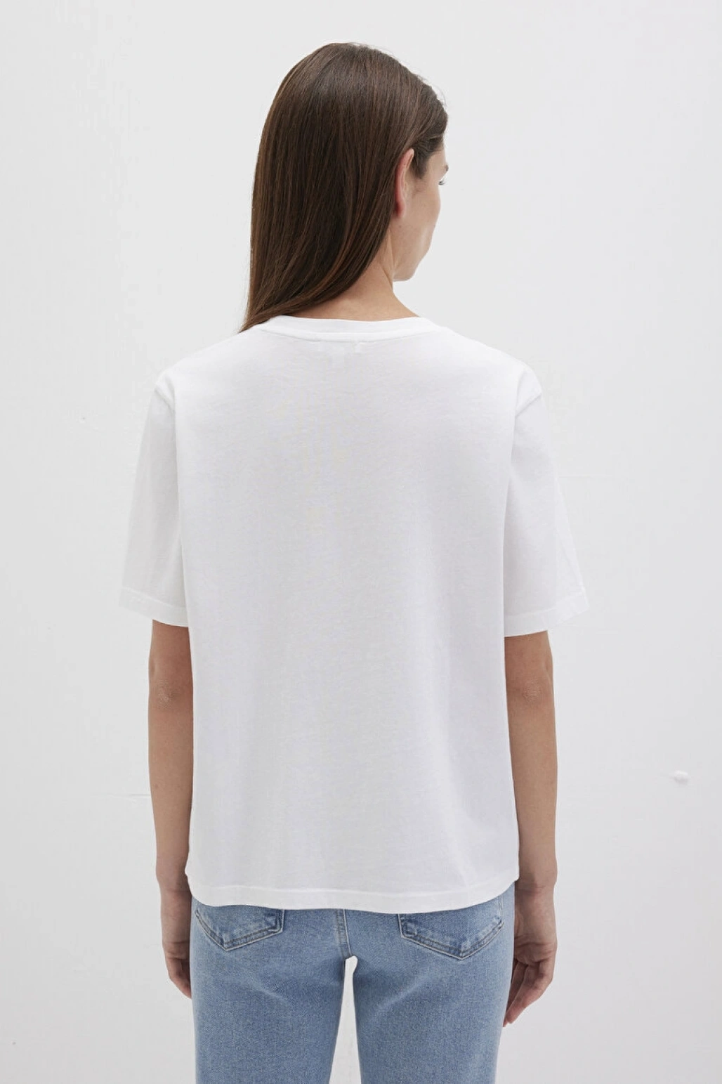 Mavi Logo Baskılı Beyaz Tişört