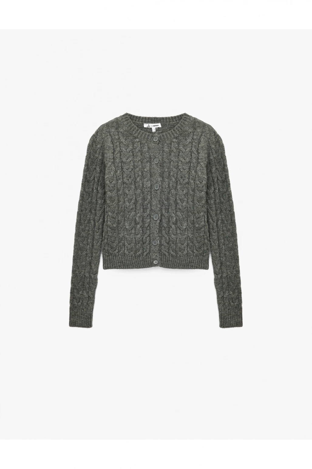 Koton Düğmeli Bisiklet Yaka Uzun Kollu Saç Örgüsü Dokulu Triko Hırka