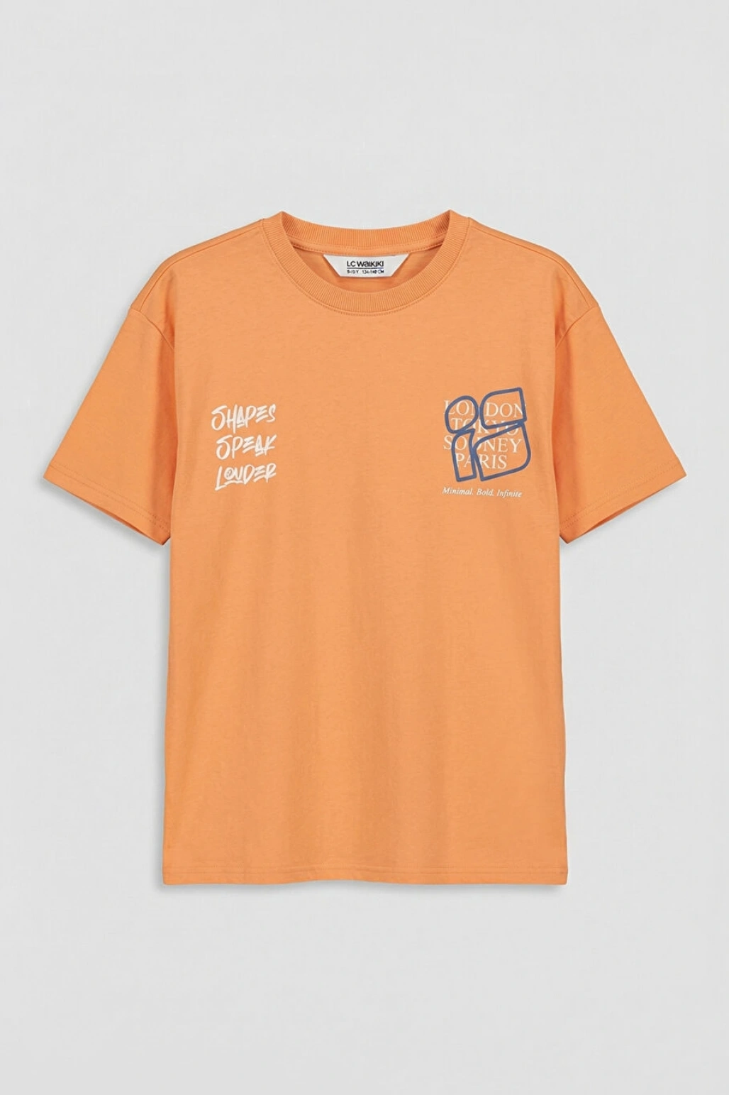 LCW Kids Turuncu Yazı Ve Şehir Baskılı Penye Erkek Çocuk Tişört