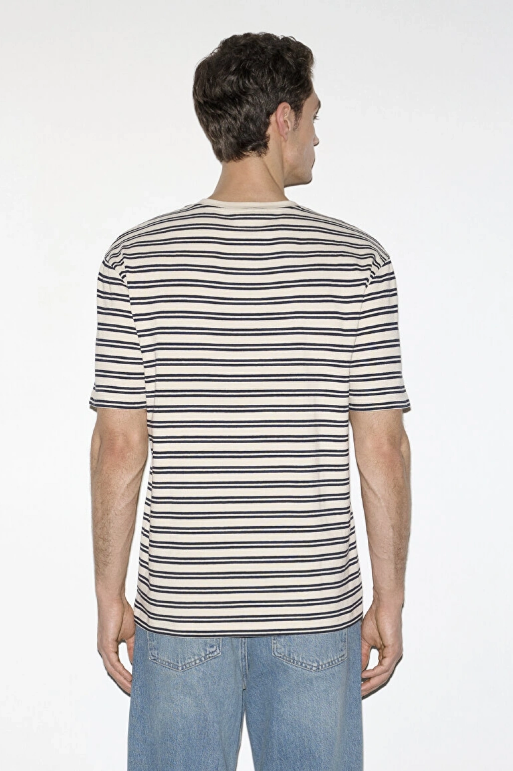 Lacivert Çizgili Ekru Tişört
