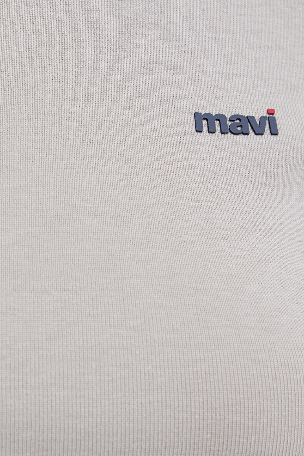 Mavi Logo Baskılı Gri Tişört