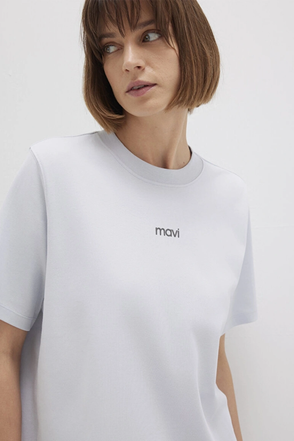 Mavi Logo Baskılı İnterlok Mavi Tişört